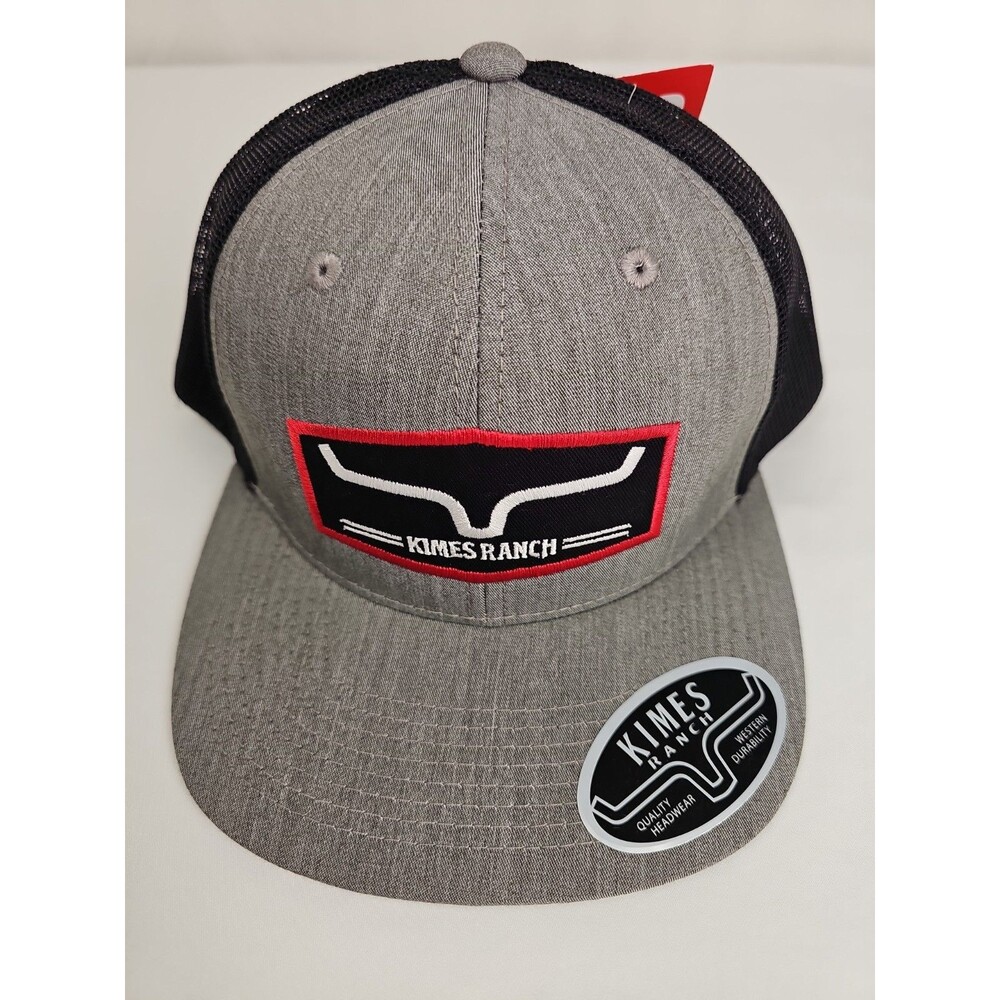 Kimes Ranch Logo Trucker Hat Gray Black Snapback Cap NWT